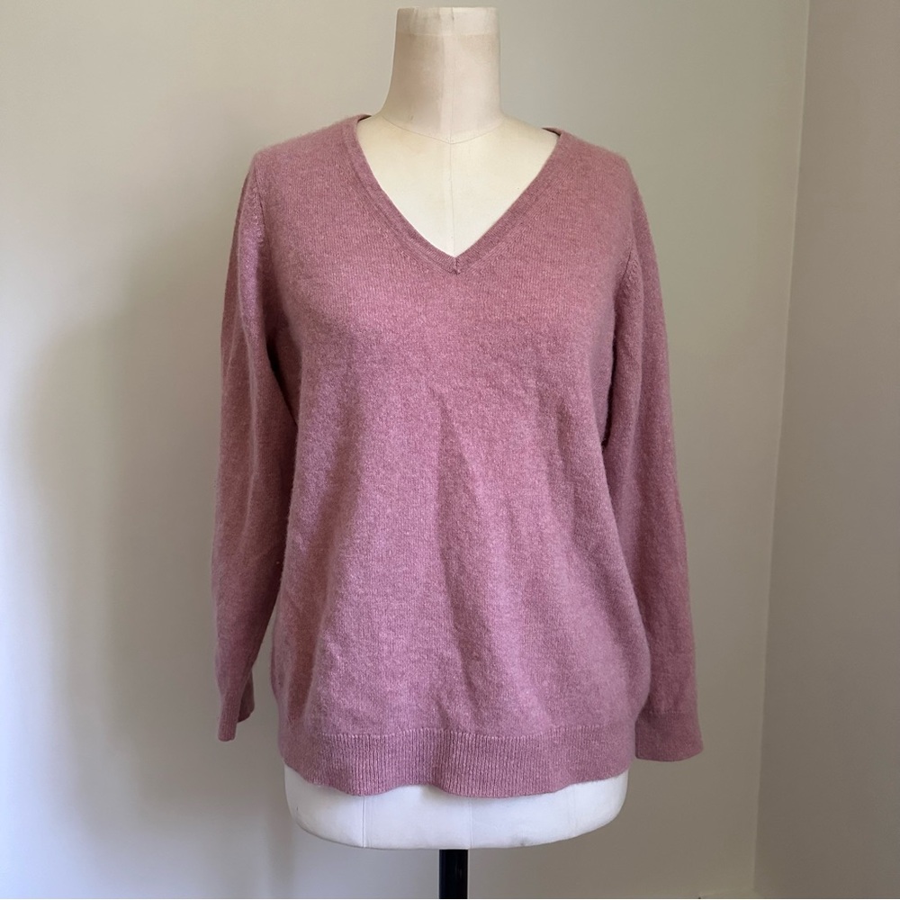 100% Cashmere Light Pink V Neck Pull Over Sweater - Charter Club Luxury Large L